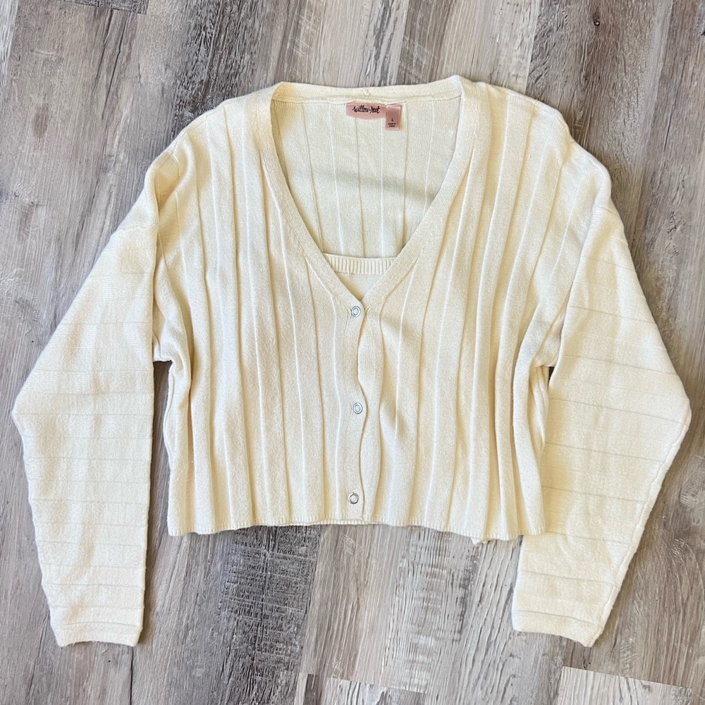 Cream Knit Cardigan Sweater